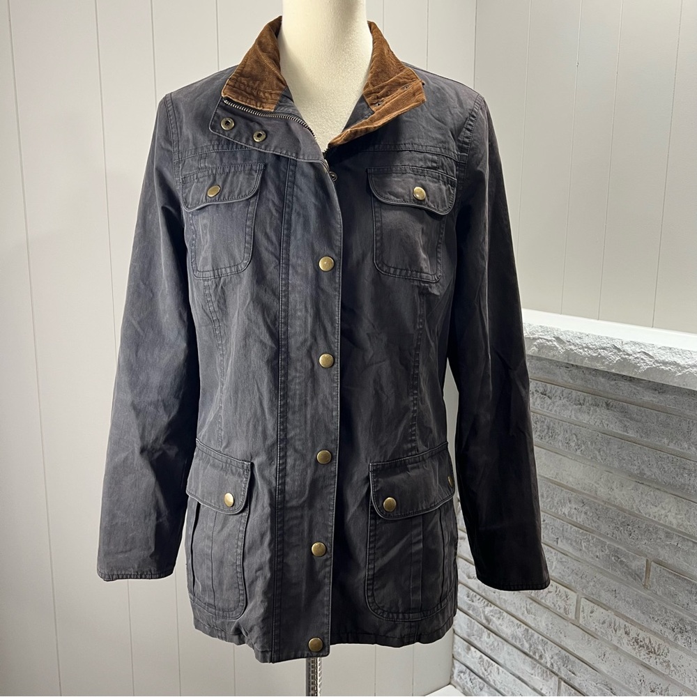 J. McLaughlin Womens Black Brown Collar Plaid Flannel Lined Utility Jacket M